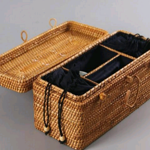 提籃籠 收納籃 茶道具籠 茶具 竹細工 收納 竹工芸 新品・未使用】 竹製 茶器 收納 茶盒 水果籃 提籃籠 竹編細工籠