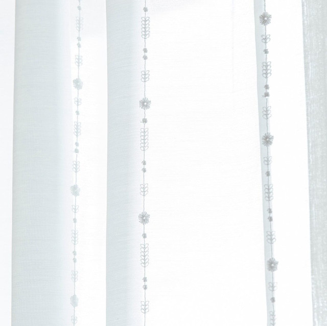 オーダーカーテン　刺繍レースカーテン　１枚　片開き　巾100㎝まで　WH