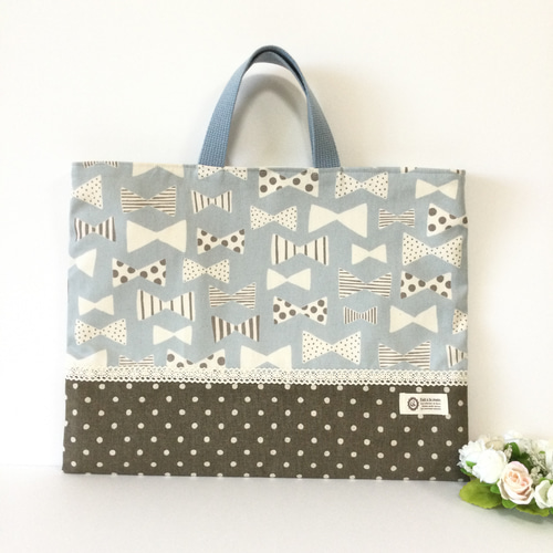 ♡ナチュラルリボン★通園通学５点セット♡内側11号帆布サックスブルー１セット限定 ♡ナチュラルリボン☆通園通学5点セット♡ 内側11号帆布仕上げ