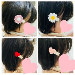 【ピンクのみ残り1】ぷっくりハートのベビーヘアクリップ　赤ちゃん　新生児　出産祝い　ベビーヘアクリップ 3枚目の画像