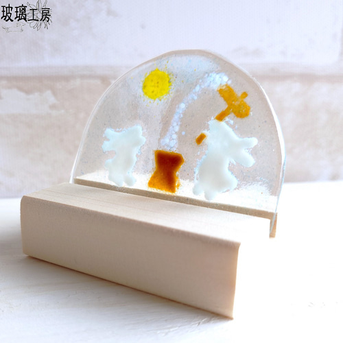 手作り額付き作品　title「永遠の虹うさぎ」 高山陣屋限定】真っ向うさぎ 身代わり鈴守根付 [Limited to