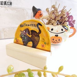 ハロウィン　Halloween　黒猫　オッドアイ　カボチャ　魔女　10月　半円 11枚目の画像