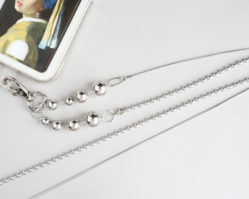 大人カジュアル】ステンレス/スマホストラップ/スネークチェーン