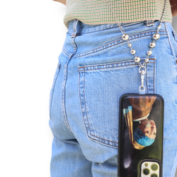 【大人カジュアル】ステンレス/スマホストラップ/スネークチェーン/ボールチェーン/プレゼント/ショルダーストラップ 10枚目の画像