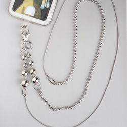 【大人カジュアル】ステンレス/スマホストラップ/スネークチェーン/ボールチェーン/プレゼント/ショルダーストラップ 3枚目の画像