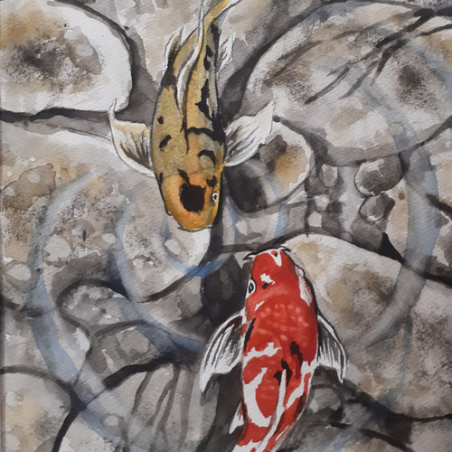 池や沼の生きもの　　水彩画 水彩画 金魚｜Yahoo!フリマ（旧PayPayフリマ）