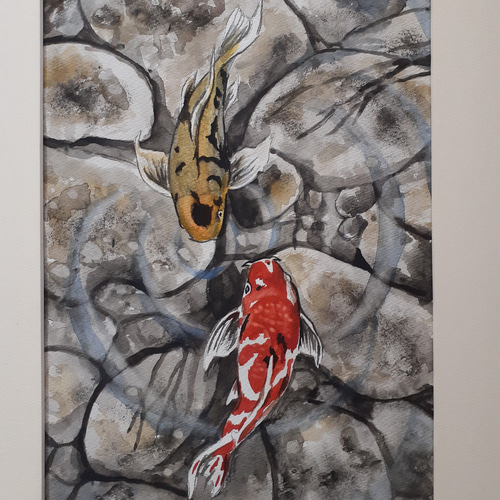 水彩画 池の緋鯉 絵画 makochin 通販 14385866｜Creema(クリーマ