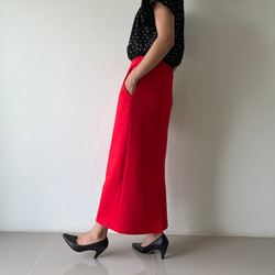 新色マキシ丈動きやすーいロングタイトスカート  真っ赤な赤 8枚目の画像