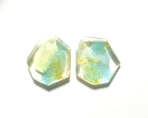 ぺイントイヤリング・ピアス【Clear Green】プラバン レジン