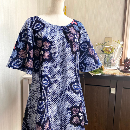 有松鳴海絞り反物リメイクチュニック