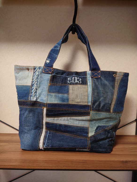 ❤デニムバッグ(196)❤ 【パッチワークのオリジナルバッグです