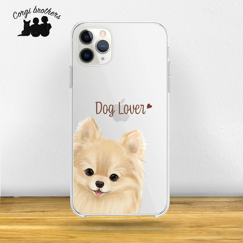 ポメラニアン 水彩画風 毛色6色 】 スマホケース クリアソフトケース