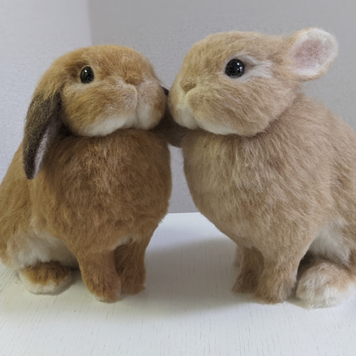 ホーランドロップ（うさぎ）オレンジ 植毛 羊毛フェルト Rinmama 通販