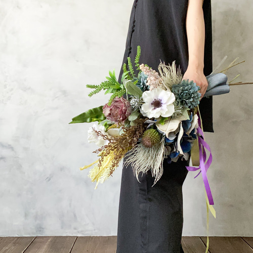 アネモネとワイルドフラワーのミックスブーケ | 造花の花束