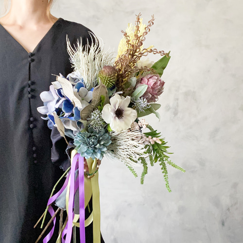 アネモネとワイルドフラワーのミックスブーケ | 造花の花束