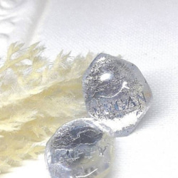 新色シルバー文字登場⭐　バイオベース樹脂で作る　ロックアイスなようなピアス&イヤリング　言葉入れ名入れもどうぞ⭐ 8枚目の画像