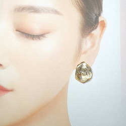 新色シルバー文字登場⭐　バイオベース樹脂で作る　ロックアイスなようなピアス&イヤリング　言葉入れ名入れもどうぞ⭐ 19枚目の画像