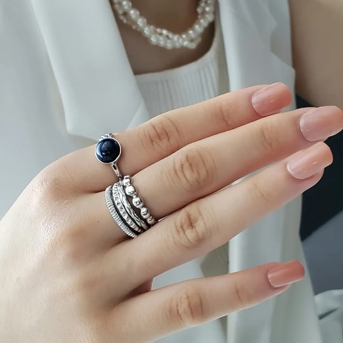 メンズライクなレイヤード3連シルバーリングRS-220 指輪・リング Ring
