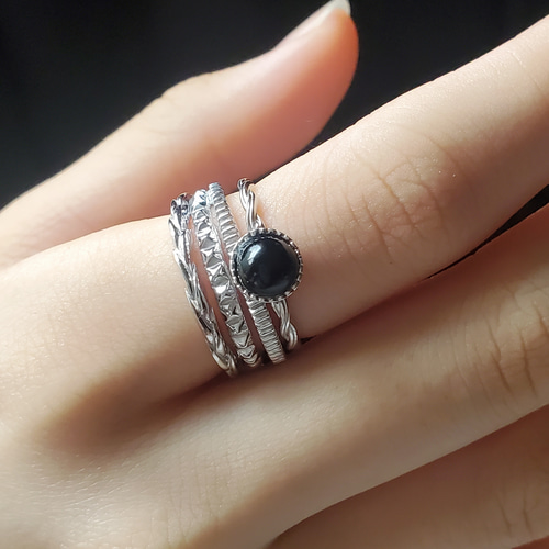 メンズライクなレイヤード3連シルバーリングRS-220 指輪・リング