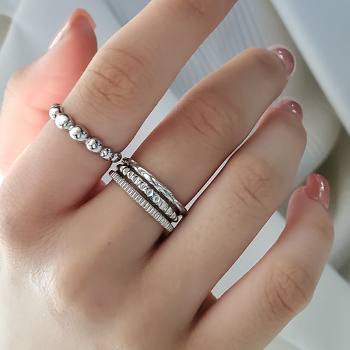 シルバー925 リング 3点セット メンズライクなレイヤード3連シルバーリングRS-220 指輪・リング