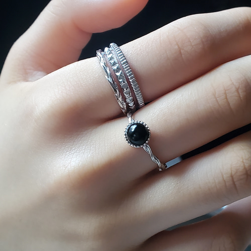 メンズライクなレイヤード3連シルバーリングRS-220 指輪・リング Ring