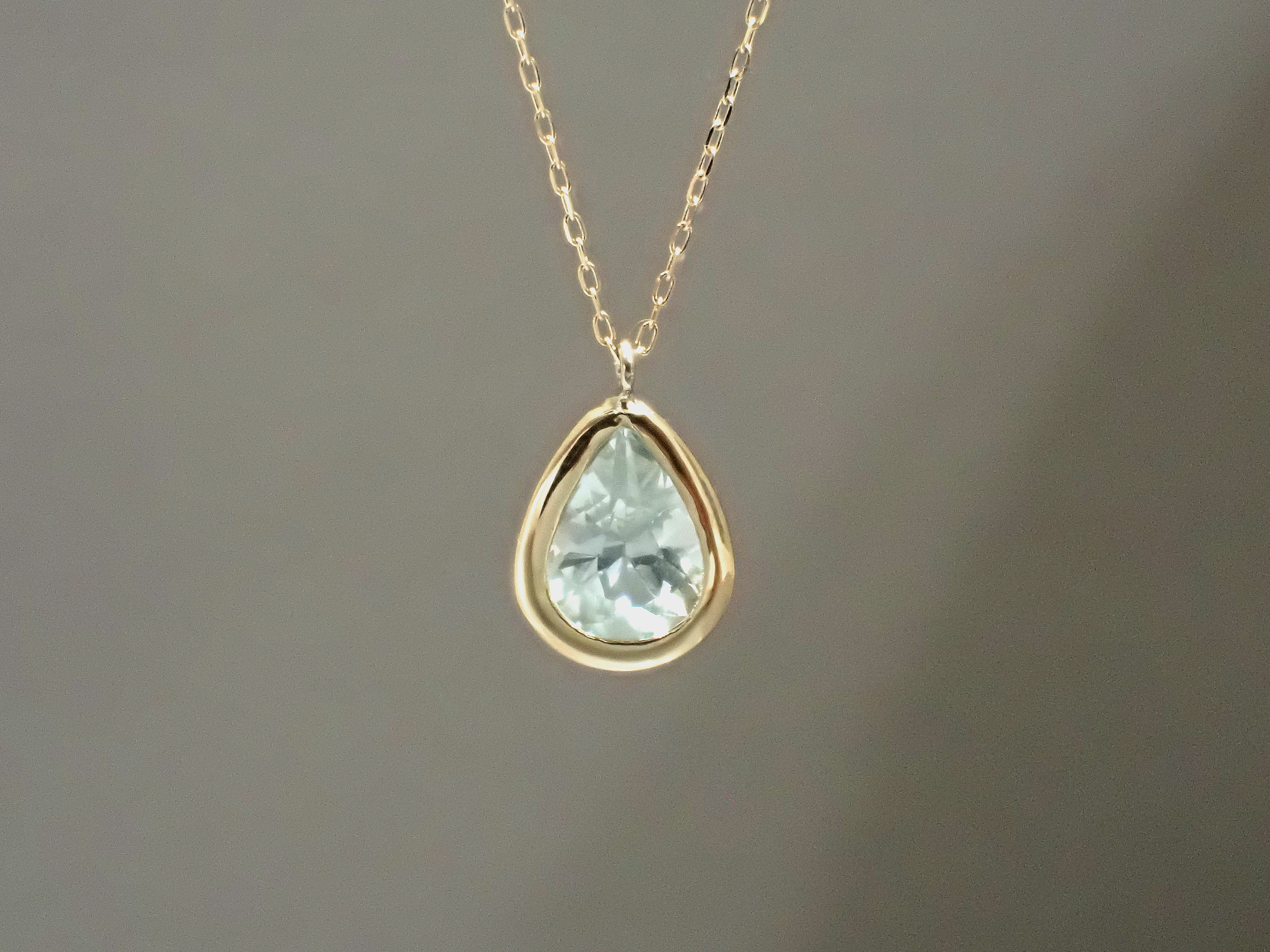 K18 シルキーアクアマリン＜宝石を楽しむネックレス＞