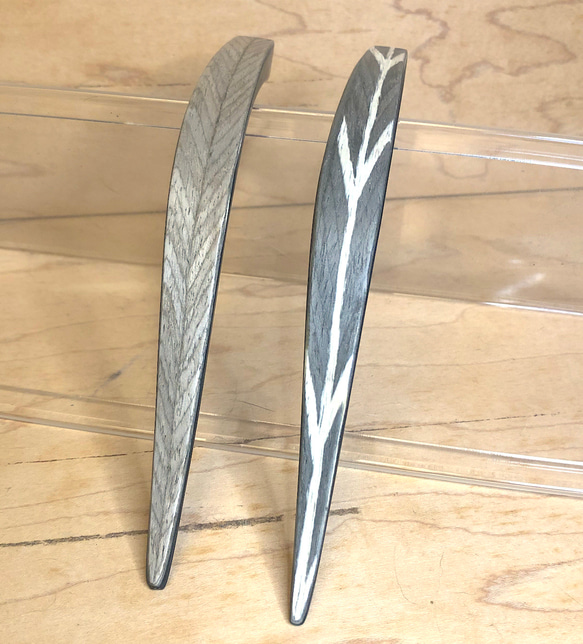 まず折れない丈夫なハイブリット　アートな矢羽模様木柄　木製かんざし　２種から 1枚目の画像