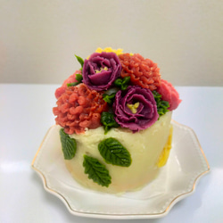 さつま芋のお花の台湾かすてらデコレーションケーキ　セピア色の想い出ブーケ　 グルテンフリー　添加物無添加　フラワーケーキ 10枚目の画像