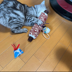 にゃん和柄　巻物けりぐるみ　けりけりキッカー　猫のおもちゃ　長野県産またたびの実入り 13枚目の画像