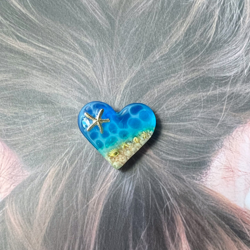 海ハート レジンヘアゴム
