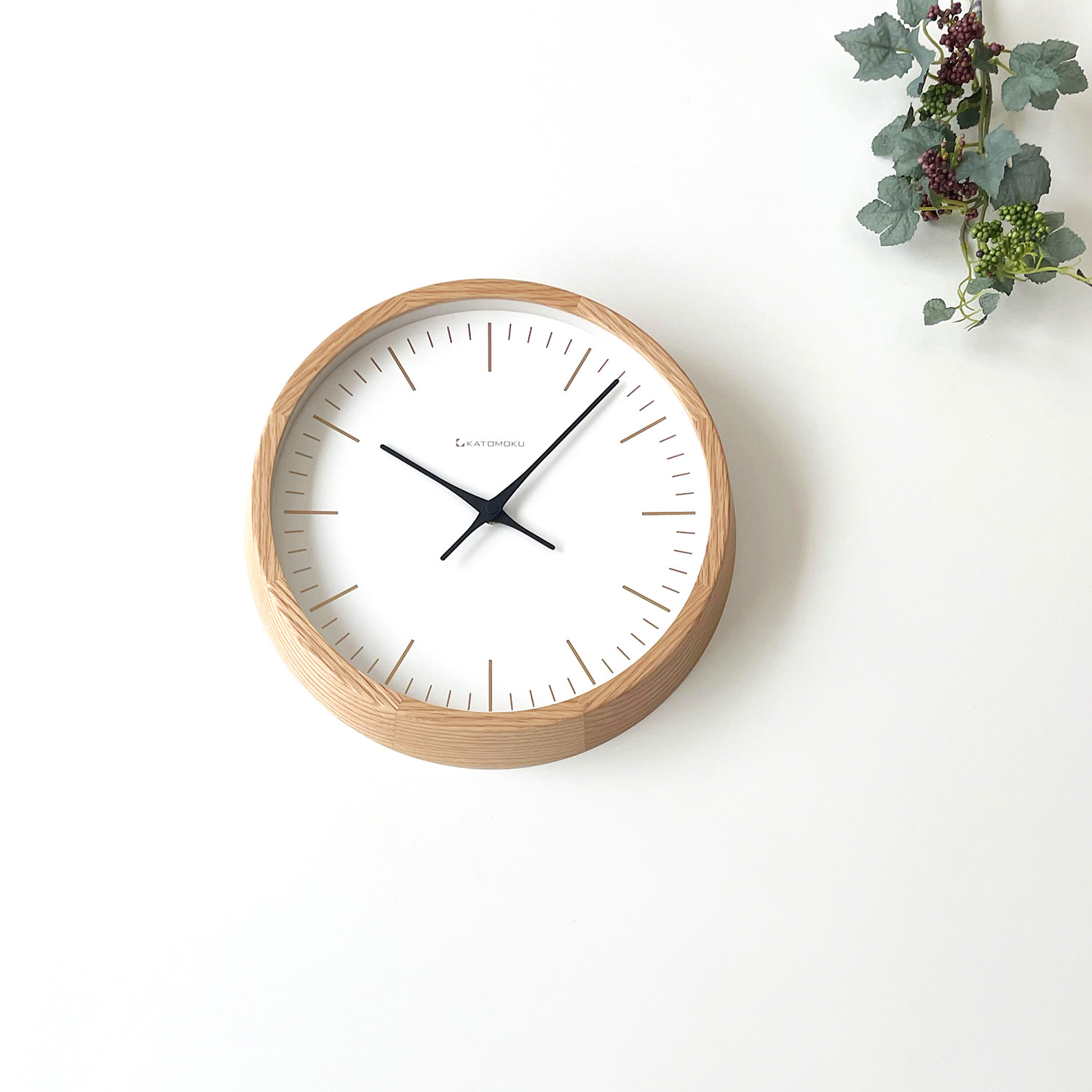 KATOMOKU muku clock 18 オーク km-129OA 掛け時計 木製 静音 オシャレ