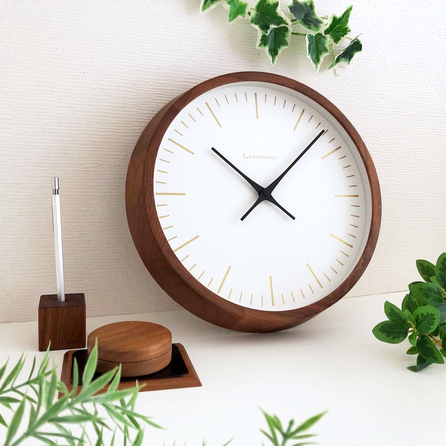 KATOMOKU muku clock 18 ウォールナット km-129WA 掛け時計 木製 静か オシャレ