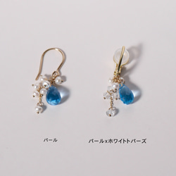 #930 14KGF 瑞士藍托帕石和珍珠耳環 第3張的照片
