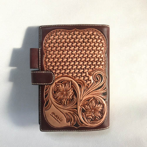 marie leather/レザーカービング/ダイアリーカバー/手帳ケース/革小物