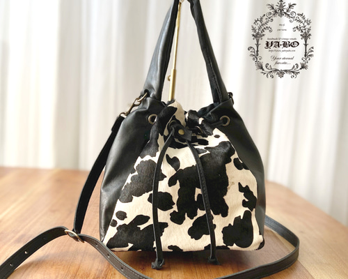 巾着　牛革 And A アンドエー / FINE LEATHER DRAWSTRING BAG 【L】 牛
