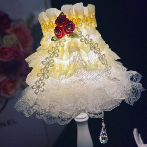 ロココ 薔薇 テーブルランプ ランプ ライト 姫系 ピンク フリル ビンテージ 大型 姫系インテリア フリルシェード ロココ調ライト 間接照明