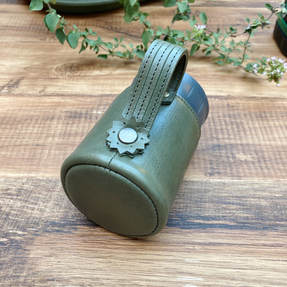 サーモス缶ホルダー本革カバー＜オリーブグリーン＞ 保冷機能付き THERMOS 350mlカバー☆ 人気・おすすめ｜使いやすい・旅行におすすめ 品質保証 全国発送 正規品・日本国内発送・安心保証付き
