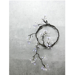 ✿【 SOLD＊OUT 】紫陽花？ 藤擬？「壁に花咲く大人色の枝リース」直径15センチ／ 画鋲で飾れる！ 13枚目の画像