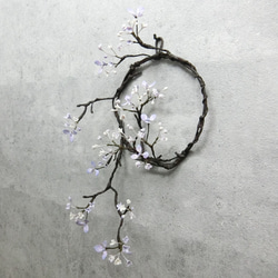 ✿【 SOLD＊OUT 】紫陽花？ 藤擬？「壁に花咲く大人色の枝リース」直径15センチ／ 画鋲で飾れる！ 5枚目の画像