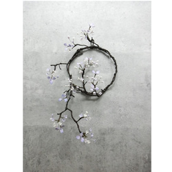 ✿【 SOLD＊OUT 】紫陽花？ 藤擬？「壁に花咲く大人色の枝リース」直径15センチ／ 画鋲で飾れる！ 3枚目の画像