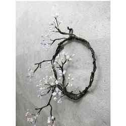 ✿【 SOLD＊OUT 】紫陽花？ 藤擬？「壁に花咲く大人色の枝リース」直径15センチ／ 画鋲で飾れる！ 7枚目の画像