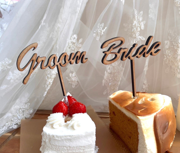 Groom  Bride   受付サイン　ウェルカムスペース　前撮り　結婚式　ケーキトッパー　フォトプロップス 3枚目の画像