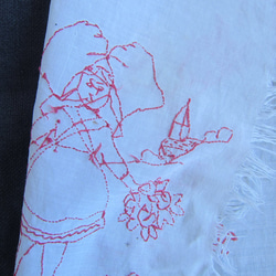 フランスヴィンテージ刺繍ナプキン2枚リメイク犬アルザス 7枚目の画像