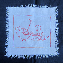 フランスヴィンテージ刺繍ナプキン2枚リメイク犬アルザス 2枚目の画像