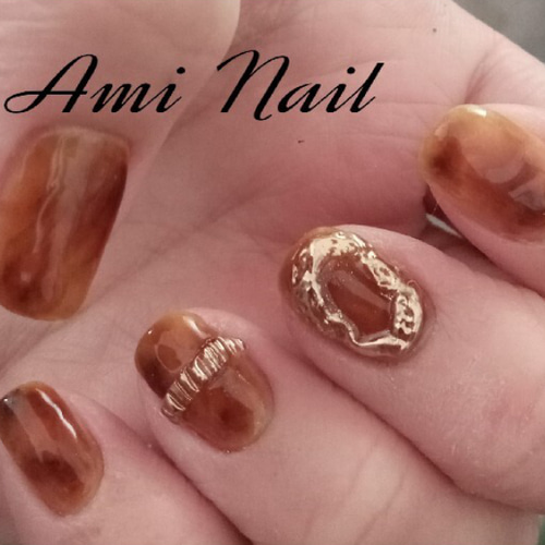 Amiページ ネイルチップ べっ甲 ニュアンス リングネイル ネイルチップ（つけ爪） あみ