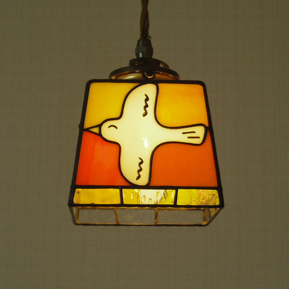 ビタミンカラーの鳥さんランプ（受注制作品です） ＋ペンダント灯具 10枚目の画像