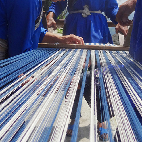 茶席藍染グラデーションテーブルクロス手織り草木染二重両面利用可能