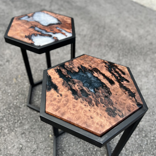 ウッドレジン スツール サイドテーブル サイドテーブル 【 w i r e