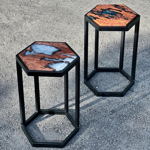 ウッドレジン スツール サイドテーブル サイドテーブル 【 w i r e