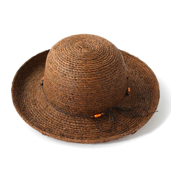 麦わら帽子 ハット レディース レディス セーラーハット 夏 ラフィア素材 日よけ ブラウン 2枚目の画像